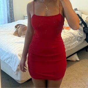 Red Spaghetti Strap sparkly Dress